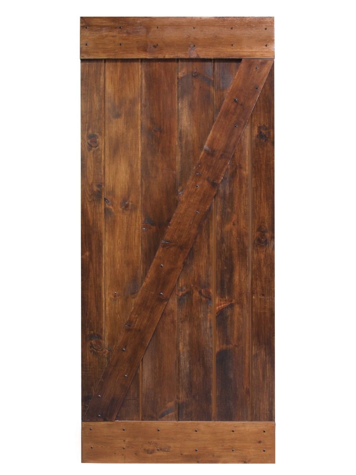 Calhome 36 in. x 84 in. Distressed Z Series Walnut Solid Knotty Pine Wood Interior Sliding Barn Door Slab