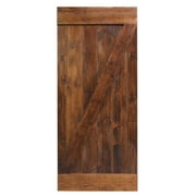 Calhome 36 in. x 84 in. Distressed Z Series Walnut Solid Knotty Pine Wood Interior Sliding Barn Door Slab