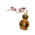 thumbnail image 4 of Estatua de calabaza Centro de mesa de cristal de calabaza Colección Feng Shui chino Decoración del hogar Gabinete Artesanía Figura de calabaza de Feng amarillo con pájaro, 4 of 8