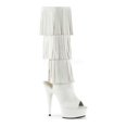 thumbnail image 2 of *6" Heel, 1 3/4" PF Open Toe/Heel Fringe Knee Boot, Side Zip - Wht Faux Leather/Wht, 8, 2 of 2