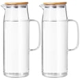 thumbnail image 2 of jarras de vidrio con tapas, jarras de agua de 50 oz con asas, tarros de agua transparentes para agua fría y caliente, jarras de vidrio de borosilicato resistentes al calor para té helado, café, jugo,, 2 of 6
