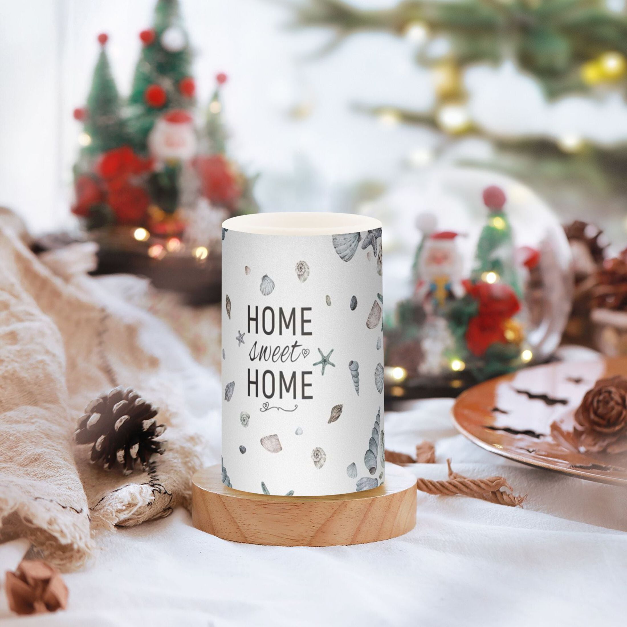 Home Sweet Home Flickering Flameless Candles Battery Operated with Remote Timer LED Pillar Candles Set of 2