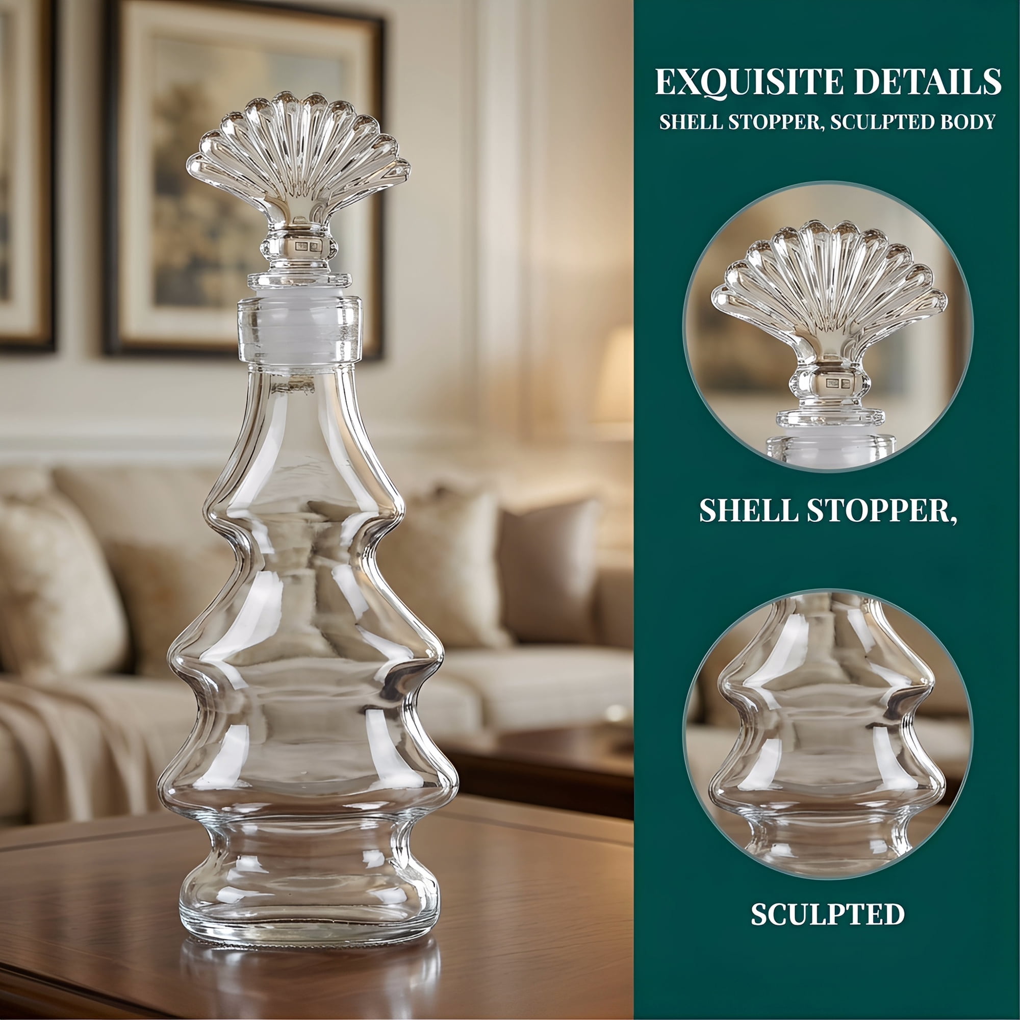 Unique Bargains 2pcs Decorative Simple Glass Jars with Cork Stoppers Shell Pine Tree 2.8"x2.8"x7.4"