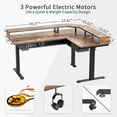 thumbnail image 3 of FEZIBO 63" L Shaped Standing Desk with LED Strip, Electric Triple Motor Sit Stand up Corner Desk Height Adjustable with Monitor Stand & Shelves, 2 Drawers, Ergonomic Home Office Desk, Rustic Brown, 3 of 7