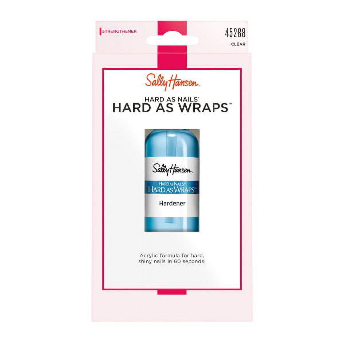 Sally Hansen Hard As Nails® Hard As Wraps™, Transparent, Nail Hardener, .44 Fl Oz, Nail Strengthener, Clear Nail Polish, Nail Strengthening Polish, Smooth, Protective