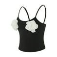 thumbnail image 4 of xiaxaixu Women's Summer Camisole, Contrast Color 3D Flower Spaghetti Strap V-Neck Backless Slim Display Navel Tank Tops, 4 of 9