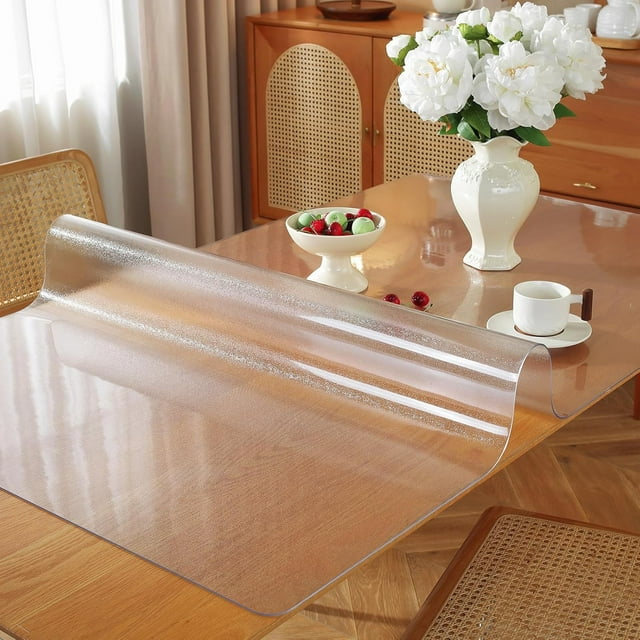 Thick Clear Table Protector x Clear Table Cover Protector Desk Protector Clear Plastic Table Cover Clear Table Pad Tablecloth for Office/Writing Desk