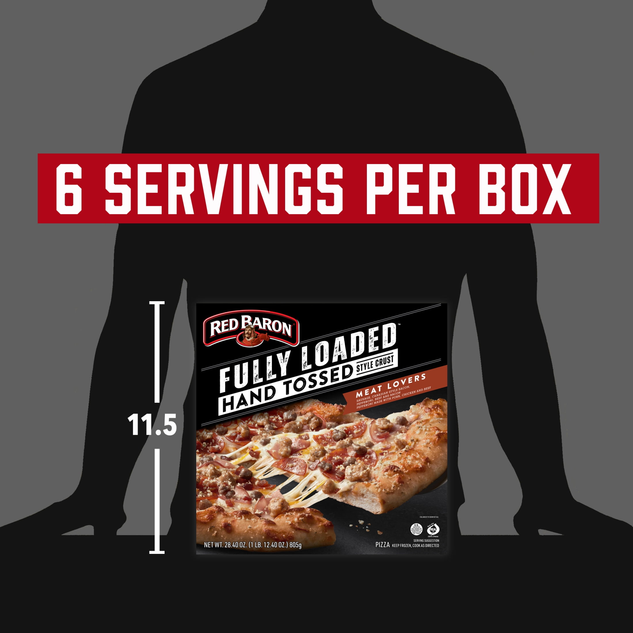 Red Baron Fully Loaded Meat Lovers Hand Tossed Crust Frozen Pizza, 28.4 oz