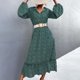 thumbnail image 2 of Vestido de mujer primavera/verano con cordones y cuello en V floral vestido suelto falda oscilante Wmkox8yi  FGJ1648, 2 of 6