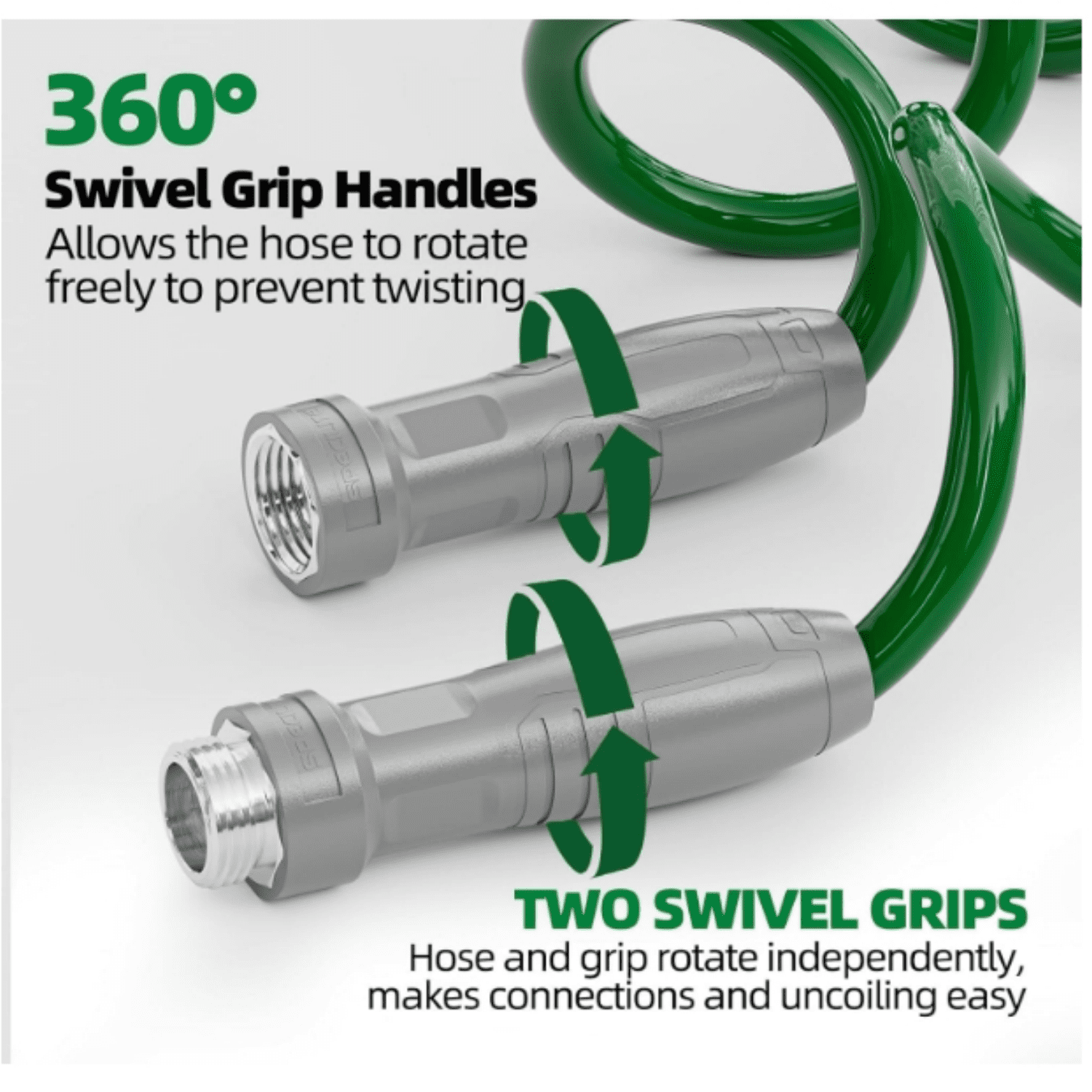 Lightweight Coil Garden Hose 75FT, EVA Flexible Curly Water Pipes with 6-Pattern Spray Nozzle for Boat, Greenhouse, Yard, Patio, Green