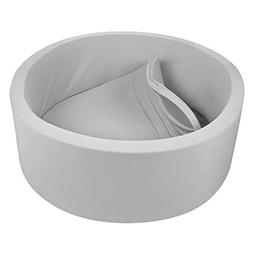 TRENDBOX Fosse à Balles Amovible en Mousse Mémoire pour Bébé et Tout-Petit, Piscine à Balles Rondes Souple - Gris