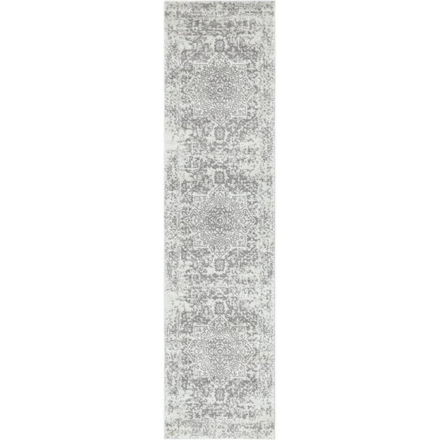 Unique Loom Richmond Medallion Border Rug 2' x 8' Runner White/Gray