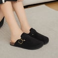 thumbnail image 2 of Lezzglt Suede Clogs for Women & Men Cork Footbed Leather Mules Potato Shoes|Non-slip Sole, Adjustable Metal Buckle, Slip-on Sandals Potato Shoes with Arch Support for Indoor and Outdoor，Black, 2 of 6