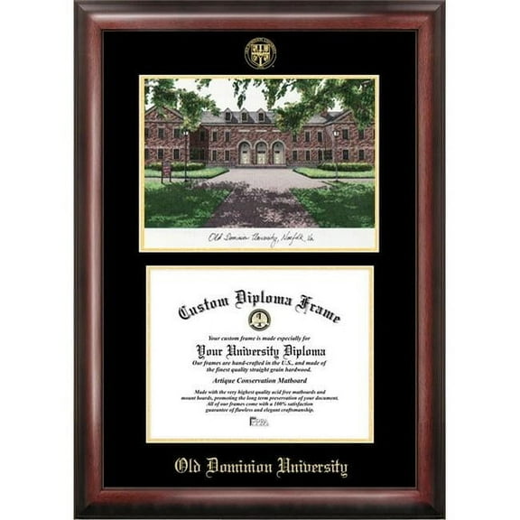 Campus Images VA998LGED Old Dominion Gold embossed diploma frame with Campus Images lithograph