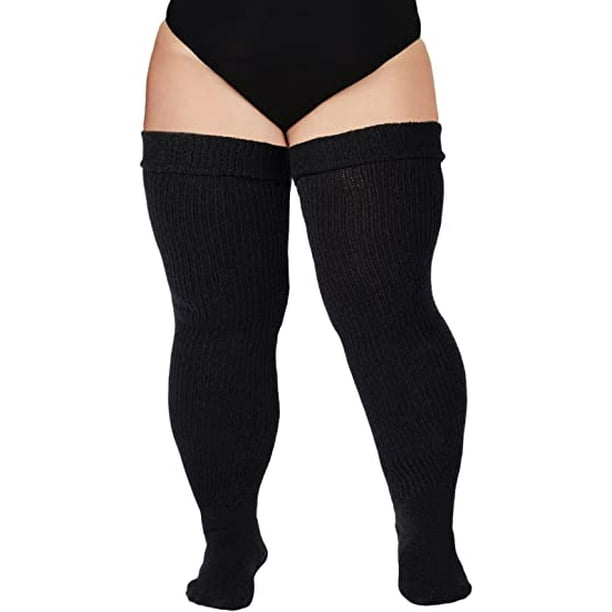Calcetines hasta el muslo de talla grande 5XL para mujer, medias hasta el muslo gruesas, calcetines por encima de la rodilla extralargos y gruesos, calcetines calentadores de piernas