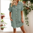 thumbnail image 2 of Vestido con cuello en V y botones para mujer - con bolsillos, informal/trabajo/fiesta, poliéster, verano/otoño, S-XXXL, 2 of 6