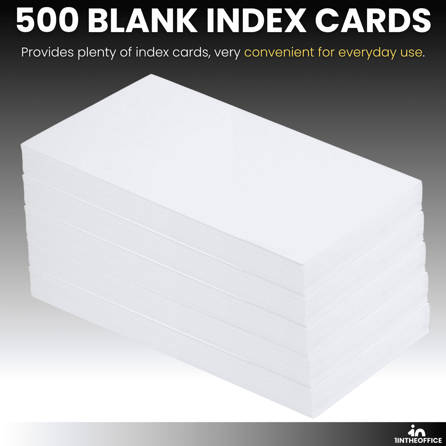 1InTheOffice Index Cards 5x8 Blank, Unruled Index Cards, White, 500/Pack