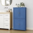 thumbnail image 4 of LEDREM Bathroom Storage Floor Cabinet Organizer with Adjustable Shelf 4 Magnetic Doors Freestanding for Living Kitchen Room Small Spaces,Blue, 4 of 9