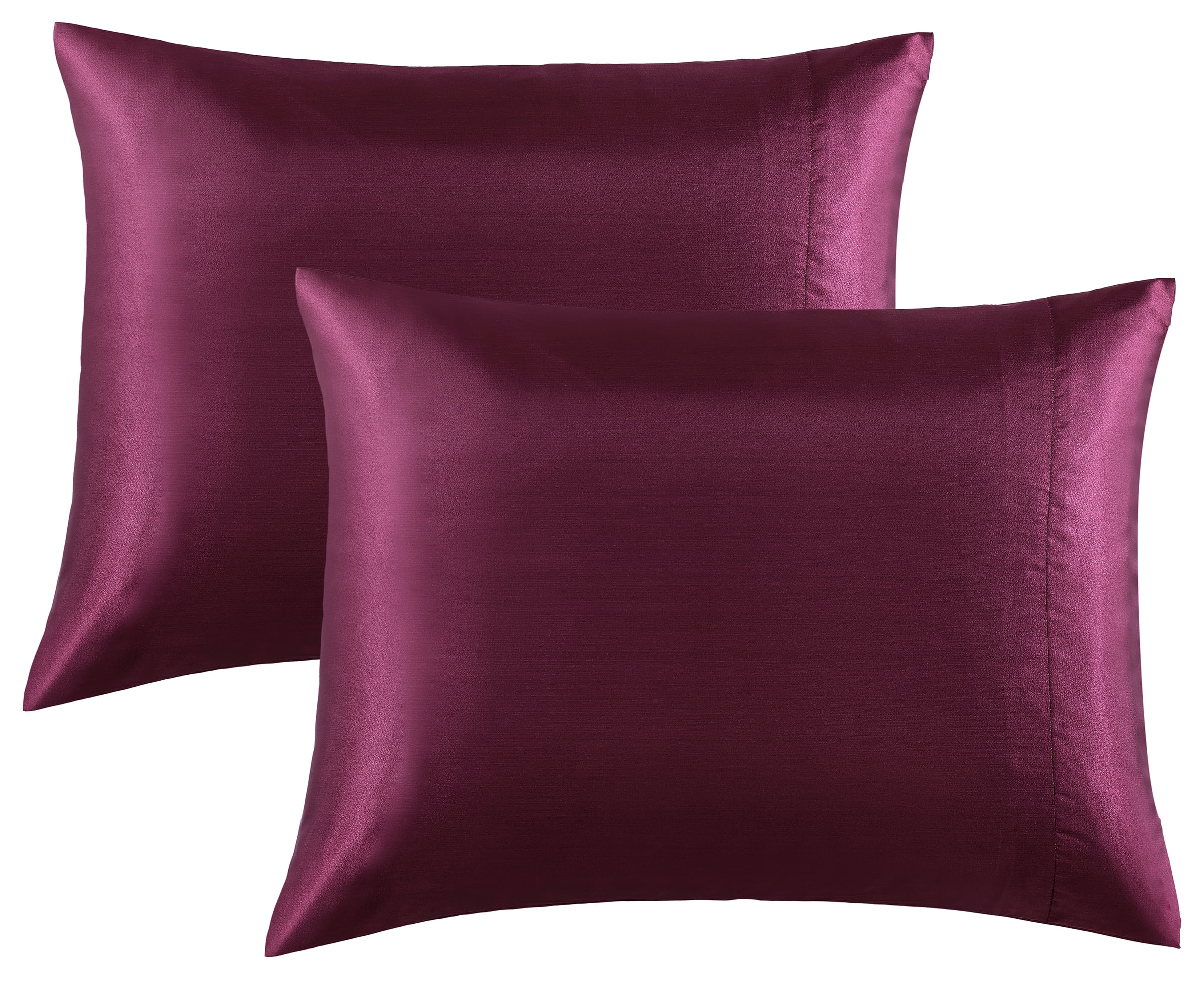 King Size Satin Pillowcase Set of 2 Burgundy Silk Pillow Cases for Hair and Skin 20x36 inches