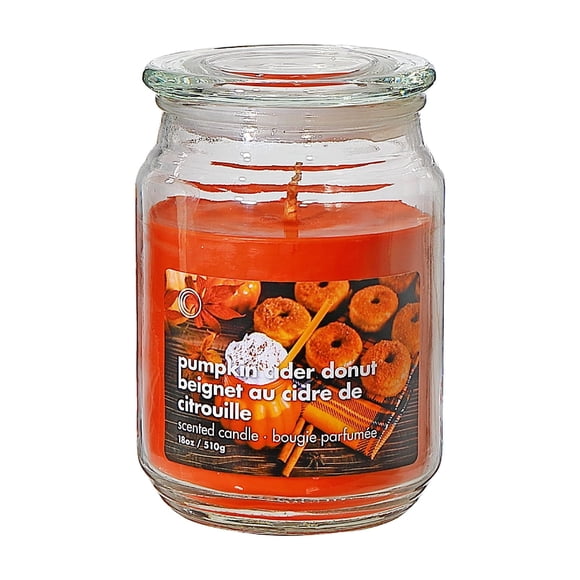 18 Oz Scented Jar With Glass Lid (Pumpkin Cider Donut)