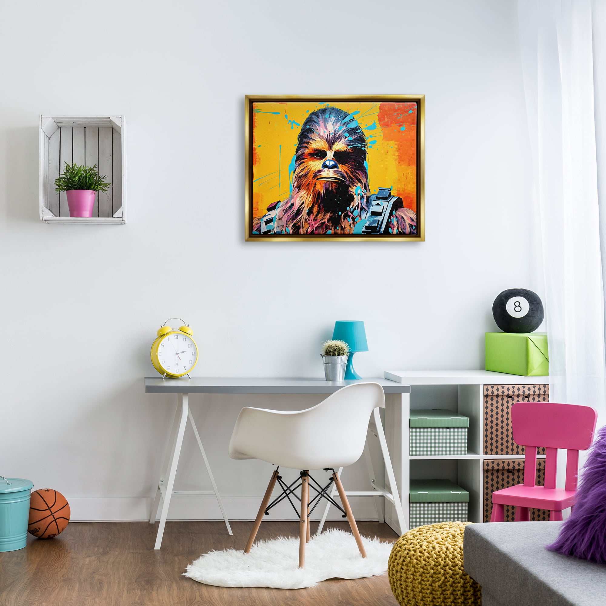 Stupell Industries Urban Splash Sci-Fi Creature Fairy Tales & Fantasy Painting Gold Floater Framed Canvas Art Print Wall Art, 31 x 25