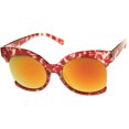 thumbnail image 2 of sunglassLA Unisex Womens Oversize Side Cut Marble Frame Iridescent Lens Cat Eye Sunglasses (Red / Magenta Mirror) - 59mm, 2 of 4
