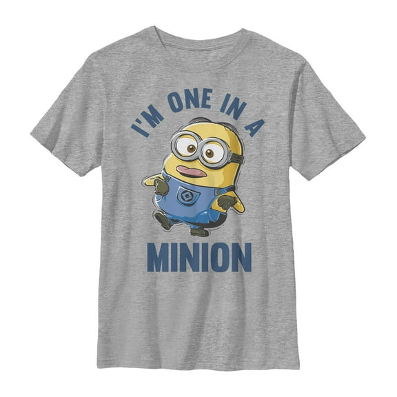 Boy's Despicable Me I'm One in Minion  Graphic Tee Athletic Heather Small