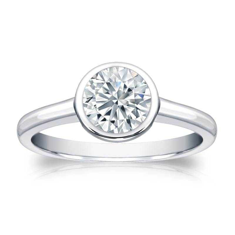 Auriya Platinum GIA Certified 1.50 carat TW Solitaire Bezel Set Diamond Engagement Ring by Overstock