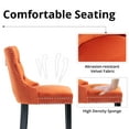 thumbnail image 4 of Velvet Counter Height Chairs Set of 2, 27'' Modern Button Tufted Bar Stools with Back and Footrest, Velvet Upholstered Bar Chair with Nail Head Trim and Pull Ring for Kitchen, Home Bar, Orange, 4 of 7