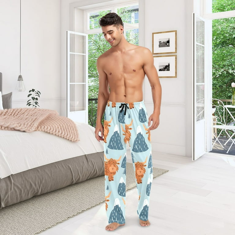 Highland Cow and Mountains Men s Pajama Pants Cotton Long Sleepwear Lounge Pants M Walmart