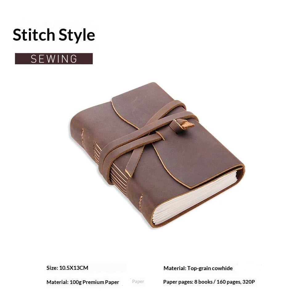 Brown Notebook Journal - Leather Journals for Writing Small Size Diary 10.5*13cm, Notepad For Women and Man, Gifts,Work,Travel
