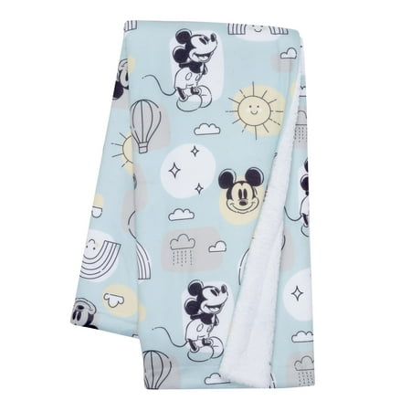 UPC: 0084122015920 | Lambs & Ivy Disney Baby Classic Mickey Mouse Blue/White Soft Fleece Baby Blanket
