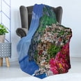 thumbnail image 4 of Italy Soft Flannel Fleece Throw Blanket, Scenic View of Positano Amalfi Naples Blooming Flowers Coastal Village Image, Cozy Plush for Indoor and Outdoor Use, 50" x 70", Pink Green Blue, by Ambesonne, 4 of 5