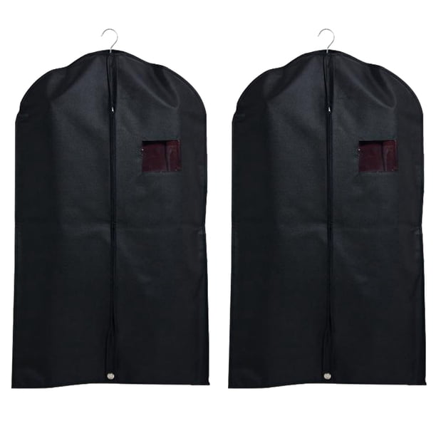 BRIGHTFUFU 2 fundas protectoras para ropa, trajes, vestidos, para el hogar y el dormitorio (negras)