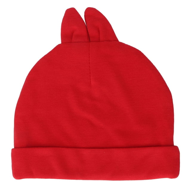 Gorro para bebé, cálido, transpirable, elástico, suave, bonito gorro infantil con orejas de conejo para recién nacidos, niños y niñas, color rojo