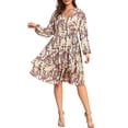 thumbnail image 1 of Vestido de talla grande para mujer Vestido de fiesta informal con estampado floral de manga larga Tomshoo Vestido, 1 of 2