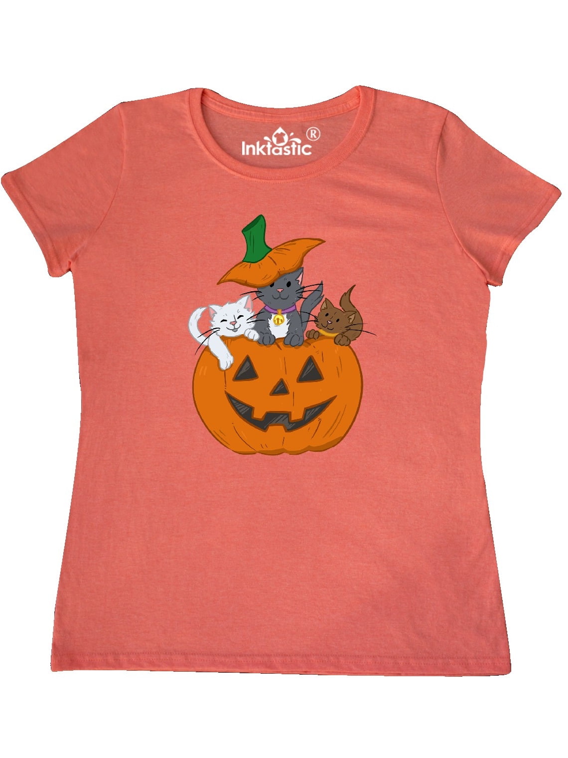 INKtastic - Halloween Kitties in Pumpkin Women's T-Shirt ...