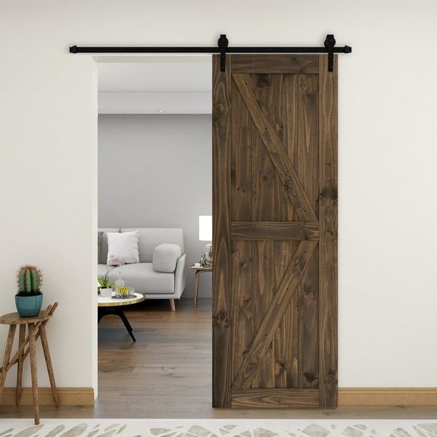 Belleze 30 Inch Diy Sliding Interior Barn Door Modern Farmhouse Espresso Com Belleze 30 Inch Diy Sliding Interior, Diy Sliding Doors Interior