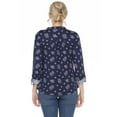 thumbnail image 3 of White Mark Women's Pleated 3/4 Sleeve Leaf Print Blouse, 3 of 5