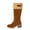 Khaki, variant on Winter Snow Boots for Women Zip up Suede Fuzzy Warm Mid Calf Booties Lug Sole Stacked Heel Casual Knee High Boots