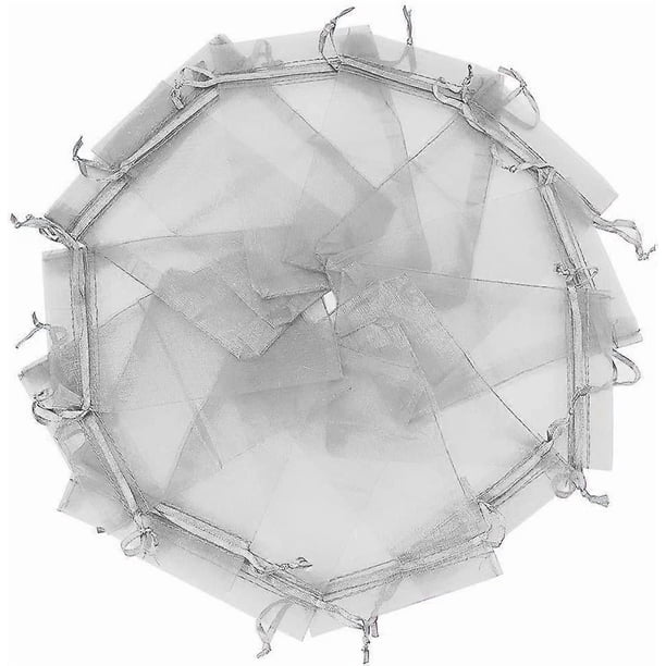 100pcs Sheer Grey Organza Bags 5 x 7 Inch with Drawstring Transparent Jewelry Pouches Party Wedding Holidays Favor Seashell Candy Gift Bags(Grey 5x7'