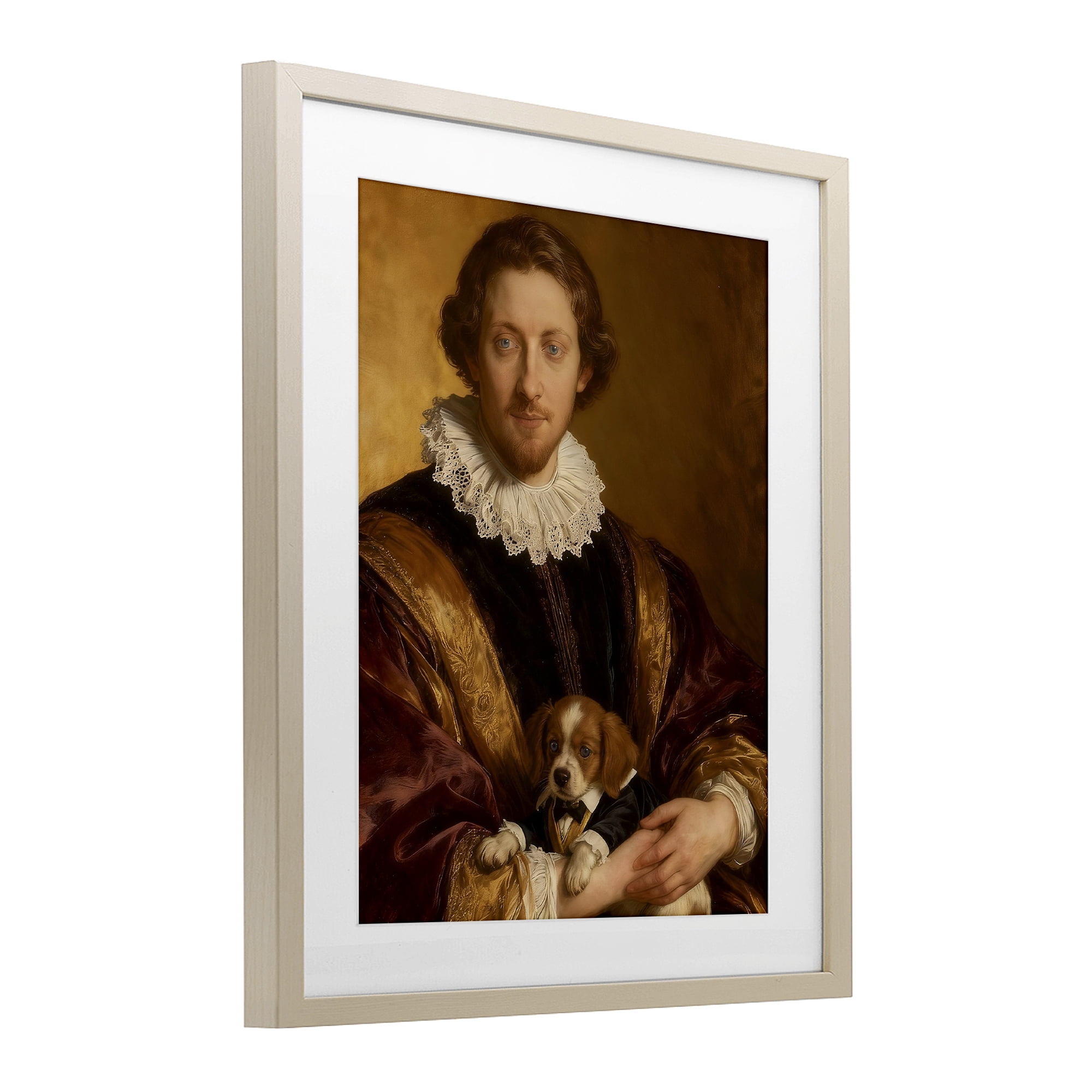 Stupell Industries Renaissance Noble with Loyal Companion Birch Framed Print Under Glass, design by CAD Designs