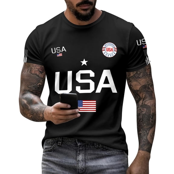 USA 250th Anniversary Shirt Men Patriotic USA Flag Graphic T Shirt Casual Independence Day America 250 Merchandise Tee