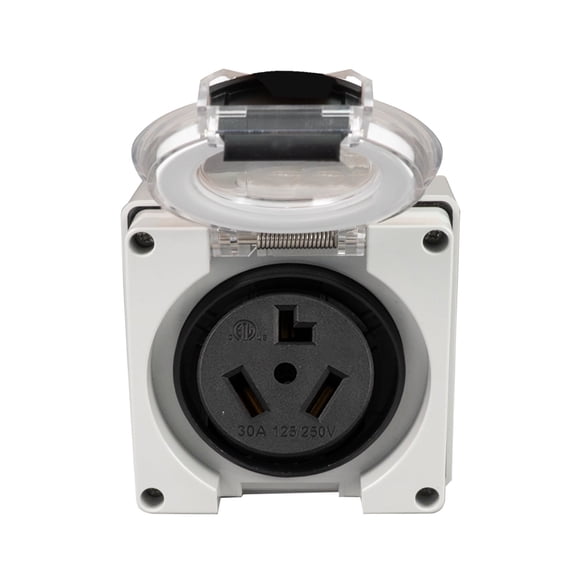 HIITIO RV Power Outlet Box, NEMA 10-30R, 30A 125V Outdoor Electrical Box for Campers/Trailers, ETL Listed (10-30R)