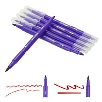 Uxcell Dual Brush Markers, Deep Purple Fine and Brush Tip Pen for Coloring, 6 Pcs