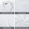 thumbnail image 3 of Men White Linen Shirts Casual Short Sleeve Button Down Shirts Summer Beach Hawaiian Shirt with Pocket, 3 of 10
