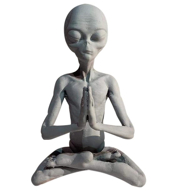 Escultura de arte de jardín, estatua meditadora, figuras extraterrestres para decoración de interiores, exteriores, hogar, oficina, jardín y césped