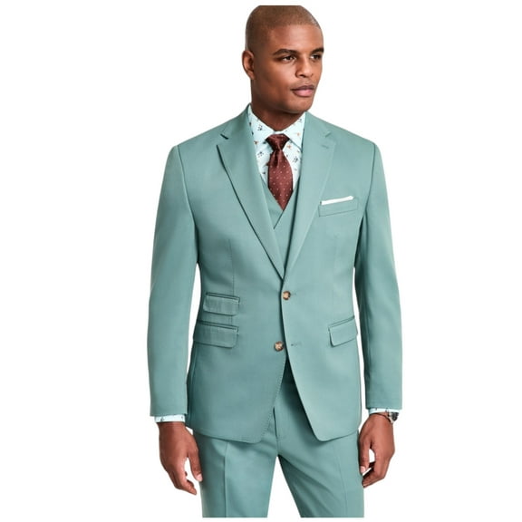 Tayion Mens Classic fit Suit Jacket Blazer 42 R Green Solid Stretch