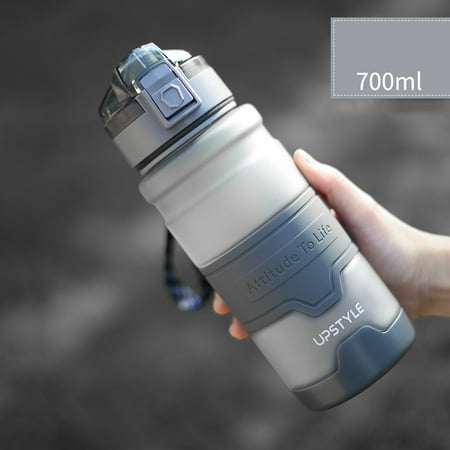 

Water Bottle 23.7 oz Sports Bottle with Time Marker & Handle for Yoga Running Outdoor Camping White-700ml