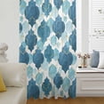 thumbnail image 5 of Blue Geometric Moroccan Sheer Curtains 63 Inches Long, Abstract Art Blue Ombre Modern Light Filering Curtains, Breathable Simi Curtain Privacy Drapes for Living Room Bedroom Window Treatment, 5 of 9